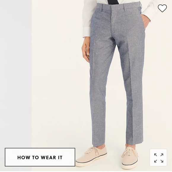 J. Crew Pants Nwt Jcrew Ludlow Slim Fit Cotton Linen Blend Pants 34x34 Deep Water Blue